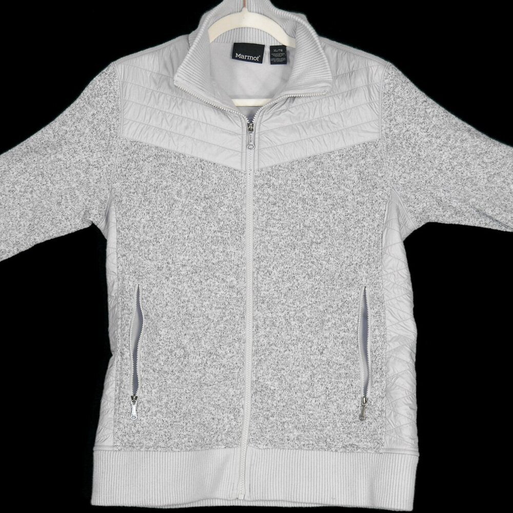 Marmot Sweater Womens XL Gray Fleece Zip Outdoor Hiking Climbing jacket